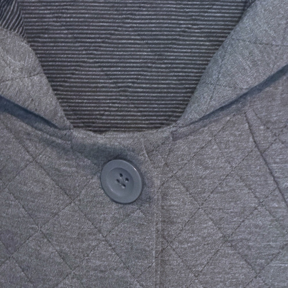 Christian Siriano New York Quilted Hooded Jacket Womens 1X Gray Button Front - Picture 4 of 8